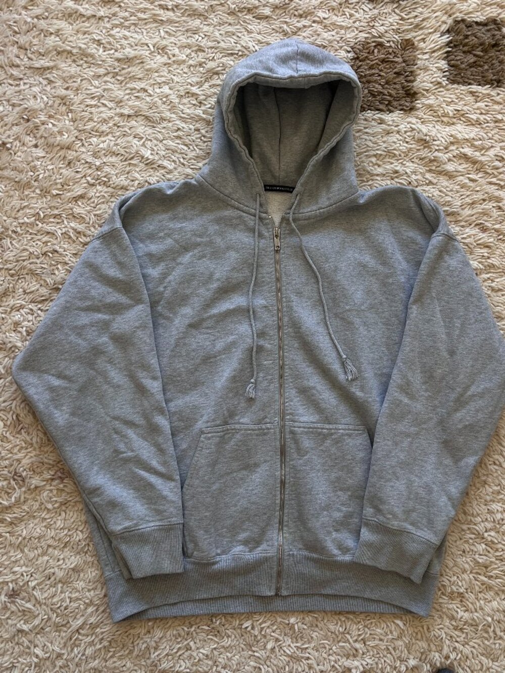 Brandy Melville Gray Fleece Lined Zip Up Hoodie One Size